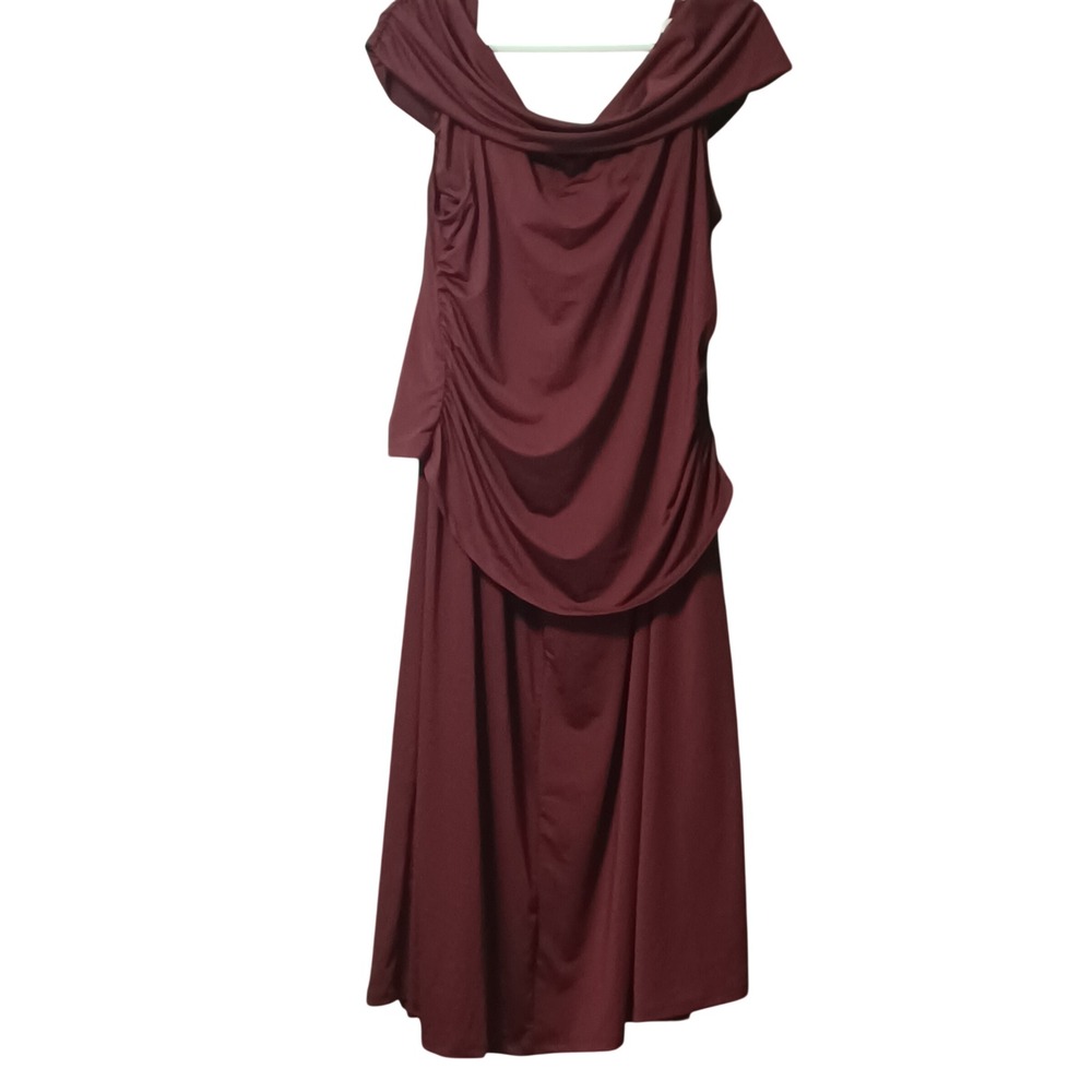 ASOS DESIGN Maternity Cowl Neck Ruched Midi Dress Burgundy Wine Red Size L 12-14